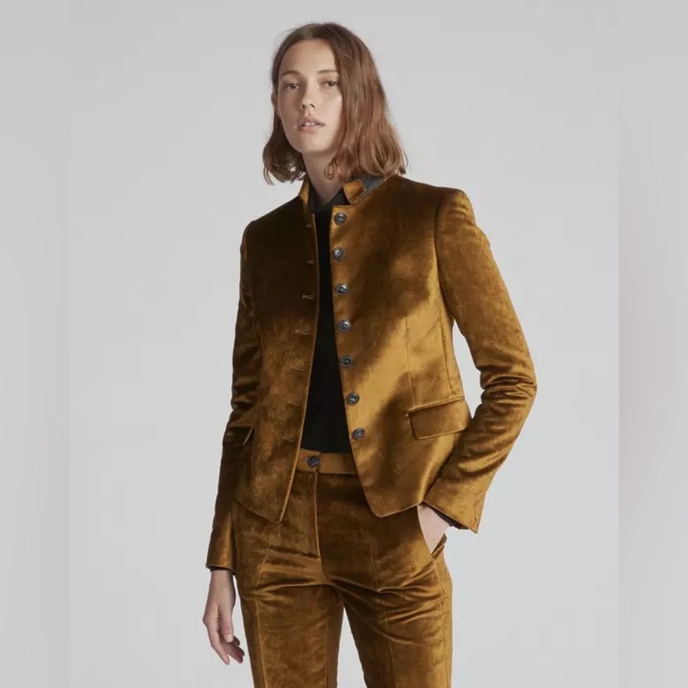 rag & bone Olive Green Velvet Military-Style Blazer - Picture 12 of 12